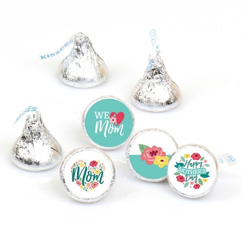 Big Dot of Happiness Colorful Floral Happy Mother's Day - We Love Mom Party  Round Candy Sticker Favors - Labels Fits Chocolate Candy (1 sheet of 108)