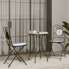 vidaXL Bistro Chairs Foldable 2 pcs Blue and White Ceramic - 3 of 4