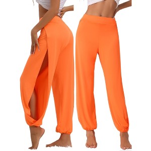 cheibear Women's Yoga Side Slit Joggers Sports Beach Harem Pants - 1 of 4