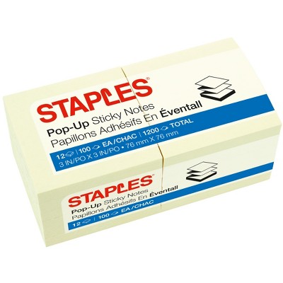 Staples Stickies Pop-Up Notes Yellow 3 x 3 17764CT