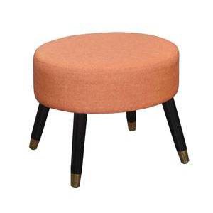 Mid-Century Modern Ottoman Stool Coral Faux Linen - Breighton Home