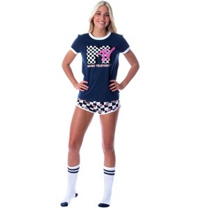 MTV Women's 3 Piece Lounge Wear Pajama Set (Boxer Shorts, Shirt, Socks) - 1 of 4