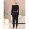 INSPIRE CHIC Women's Long Sleeve Full Length Solid Flounce Pajama Set Lounge Set - 4 of 4