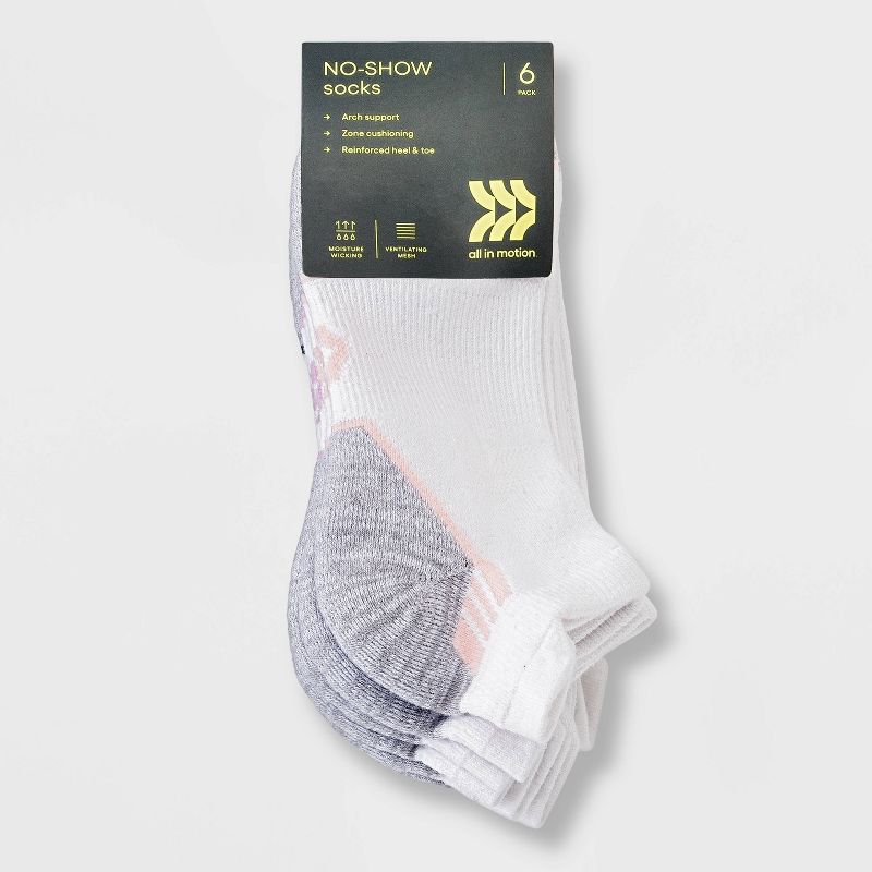 Women's Cushioned Active Striped 6pk No Show Tab Athletic Socks - All In Motion™ 4-10, 2 of 4