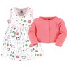 Hudson Baby Infant and Toddler Girl Cotton Dress and Cardigan 2pc Set, Farm Animals - image 2 of 4