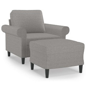 vidaXL Light Gray Fabric Single Sofa Chair with Footstool - Durable 100% Polyester Seating for Living Room, Bedroom, Lounge - 36.2" x 30.3" x 31.5" - 1 of 4