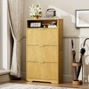 ChicFurnit Shoe Racks 3 Flip Drawers Shoe Cabinet Dust Protected Freestanding Shoe Cabinet for Entryway, Beige, 31.6"*9.6"*54.4" - 2 of 4