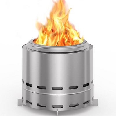 LOVMOR Smokeless Firepit, Wood Burning Fire Pit with Stand and Bag, Portable Stainless Steel Bonfire, Low Smoke Fireplaces for Patio and outside