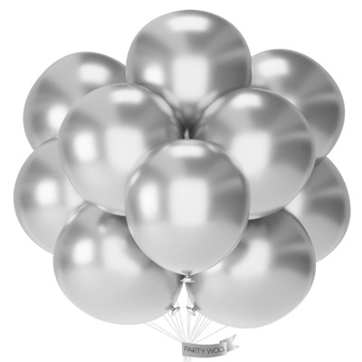 PartyWoo Balloons Metallic Silver Chrome 18 Inch 20 pcs