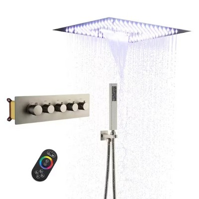 CASAINC 4-Spray Dual Shower Heads 16 In Ceiling Mount Fixed and Handheld Shower