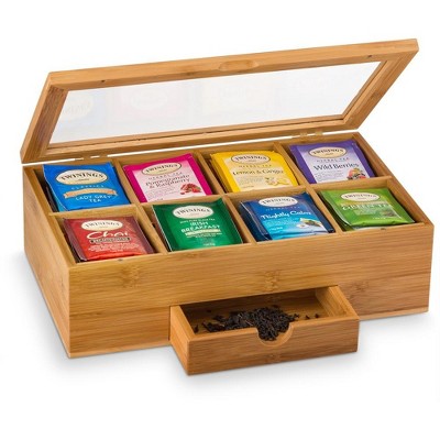 Bamboo Tea Bag Organizer - Tea Organizer: Wooden Tea Box With 8 ...