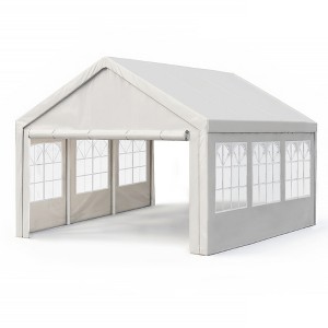 ACEPANO 118.08 in. W Outdoor Barbecue Gazebo with Removable Side Walls for Parties, Weddings & Barbecues-White - 1 of 4