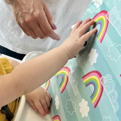 Cloud with Rainbow Rain Baby Wrapping Paper, Hello Little One Gift Wrap  Paper 4 Sheets with Ribbon for Kids Boys Girls, Light Green Folded Flat  Sheet