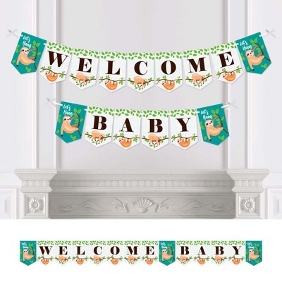 Big Dot of Happiness Let's Hang - Sloth - Baby Shower Bunting Banner - Party Decorations - Welcome Baby