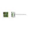 Silver Treated Green Princess-cut Diamond 4 Stone Composite Quad Stud Earring - 4 of 4