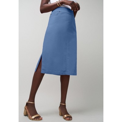 Jessica London Women's Plus Size Comfort Waist Stretch Denim Midi Skirt