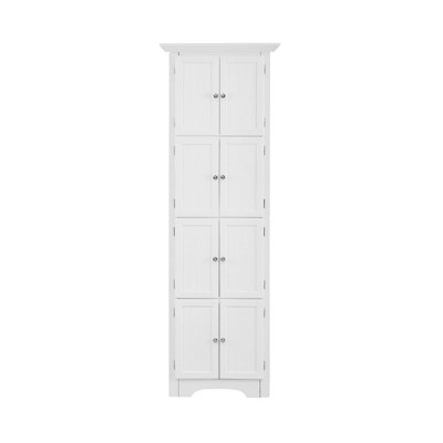 Tall Storage Cabinet with Doors and 4 Shelves for Living Room, Kitchen, Office, Bedroom, Bathroom, Modern, White