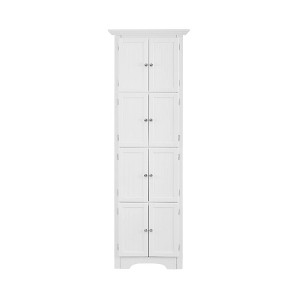 Tall Storage Cabinet with Doors and 4 Shelves for Living Room, Kitchen, Office, Bedroom, Bathroom, Modern, White - 1 of 4