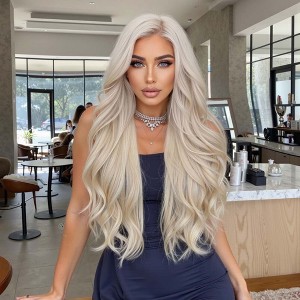 Jessie's Wig 26 Inch Wavy Wig Synthetic Hair 13x3.5 Lace Wigs Platmium Blonde Pc/Pack - 1 of 4