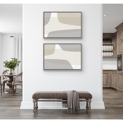 Comforting Curves Beige and Gray Abstract Canvas Art Set