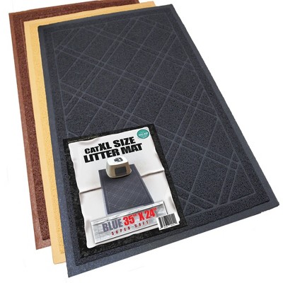 Extra Large Black PVC Cat Litter Trapping Mat, 35 x 24 Inches