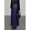 Women's 2025 Faux Leather Pencil Skirt - High Waist Slit Maxi for Office & Winter Fashion Navy Blue - 2 of 4