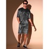 INSPIRE CHIC Men's Summer Short Sleeve Party Velour T-Shirt & Shorts Velvet Set - 4 of 4
