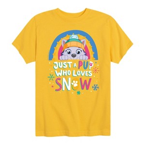 Boys' - Paw Patrol - Just A Pup Who Loves Snow Short Sleeve Graphic T-Shirt - 1 of 4