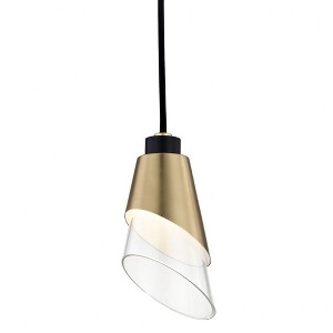 Mitzi Angie 1 - Light Pendant in  Aged Brass, Black Clear Shade - 1 of 1