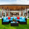FIONECA 5-Piece PE Rattan Outdoor Sectional Sofa Set, Cushioned U-Shaped Patio Furniture with 2 Pillows - 2 of 4
