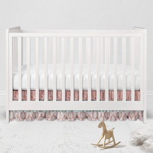 Bacati - Sophia Paisley Aqua/Coral 3 Layer Crib/Toddler Bed Skirt - 1 of 4
