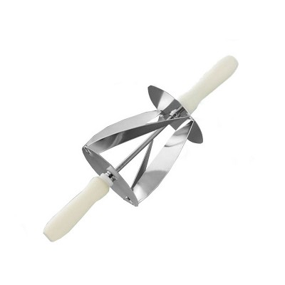 O'Creme Revolving Croissant Cutter with Stainless Steel Blades and Plastic Handles, Roller for Cutting Triangles, (5-1/2" x 7" Triangle)