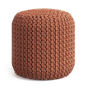 Allish Round Knitted PET Polyester Pouf Orange - WyndenHall - 1 of 4