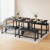 Dining Table Set for 4, Kitchen Table with 2 Upholstered Benches, Wood Kitchen Dining Room Set, for Small Space, Apartment, Dinner, Retro Black - 2 of 4