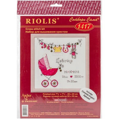 RIOLIS Counted Cross Stitch Kit 7.75"X7.75"-It's A Girl! Announcement (28 Count)