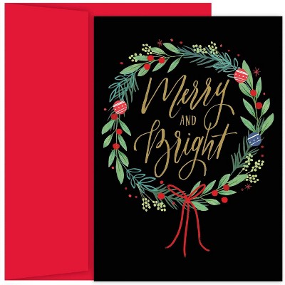 Merry & Bright Wreath Masterpiece Studios Holiday Cards 2019