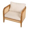1 Piece Wicker Club Chair with Cushion,Acacia Wood Patio Club Chair with Weatherproof Frame,Outdoor Wood Armchair for Garden or Deck-Koiai - 3 of 4