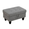 DOMETOUR Gray Linen Storage Ottoman - Fabric Upholstered Footrest with Hidden Storage, Modern Accent Bench for Living Room or Bedroom - 3 of 4