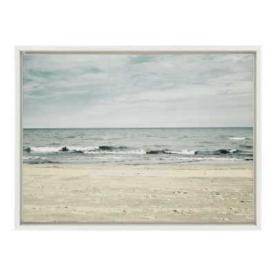 Sylvie Beach Framed Canvas Print in White Polystyrene Frame, 18x24