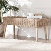 bali & pari Raisa Natural Kubu Rattan and Acacia Wood Accent Bench Gray - 2 of 4