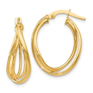 Black Bow Jewelry Triple Polished Twist Hoop Earrings in 14k Yellow Gold, 21mm - 1 of 4
