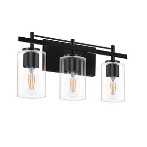 DAKAFUL Modern Bathroom Vanity Light, Vanity Fixture Over Mirror with Black Frame&Clear Glass Shade, Wall Light for Mirror, Bedroom, Bathtub Area - 1 of 4