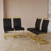 CENGHU Modern Dining Chairs Set of 4, Upholstered PU Faux Leather Side Chair with C-shaped Tube Plating Golden Metal Legs, Guest Office Chair, Black - 2 of 4