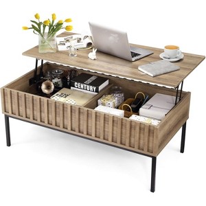 Homhougo Lift Top Coffee Table, Mid Century Modern Coffee Table, Farmhouse Wooden Coffee Table with Hidden Storage Compartment, Rustic Center Table - 1 of 4