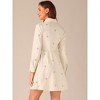INSPIRE CHIC Women's Casual Long Sleeve Half Placket Embroidered Floral Mini Shirt Dress - 4 of 4