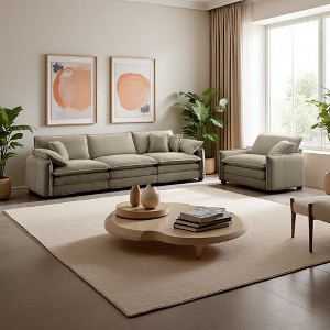 Mid-Century 2-Piece Sofa Set with Throw Pillows - 1 of 4