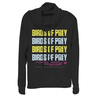 Juniors Womens Birds of Prey Logo Stack Cowl Neck Sweatshirt