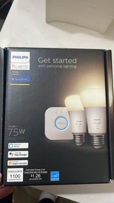 Philips Hue 2pk A19 Led Starter Kit With Bridge White : Target