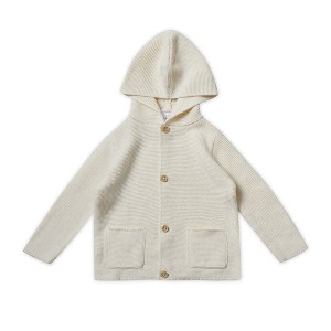 Stellou & Friends 100% Cotton Hood Unisex Cardigan for Babies and Children Ages 0-6 Years - White / 5-6 Years - 1 of 3