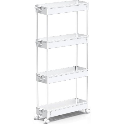 YIGII Slim Rolling Storage Cart 4 Tier Organizer Mobile Shelving Unit Utility Cart Tower Rack for Kitchen Bathroom Laundry Narrow Places